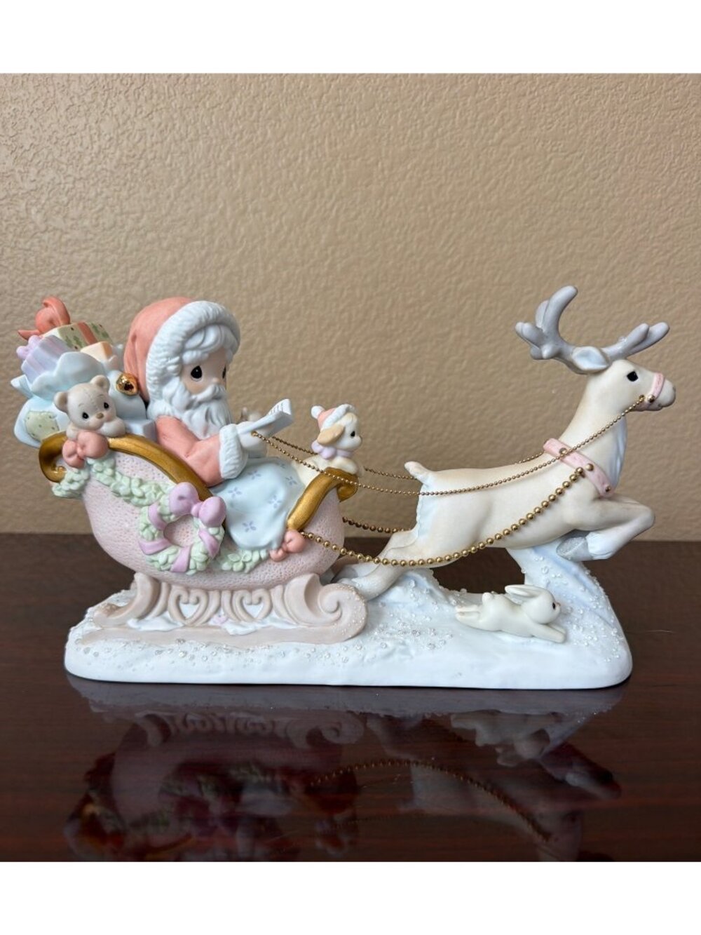 Precious Moments #104784 True Spirit Christmas Santa Reindeer Sleigh 2002 Ltd Ed
